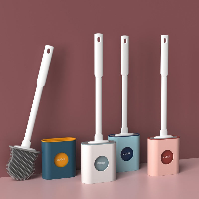 Silicone Toilet Brush Set with Wall Mount & Long Handle