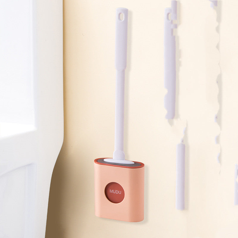 Silicone Toilet Brush Set with Wall Mount & Long Handle