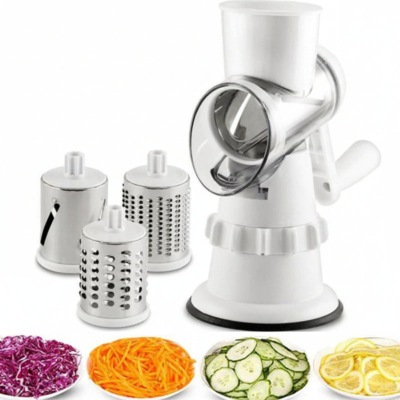 3-in-1 Manual Vegetable Slicer & Rotary Cheese Grater Tool