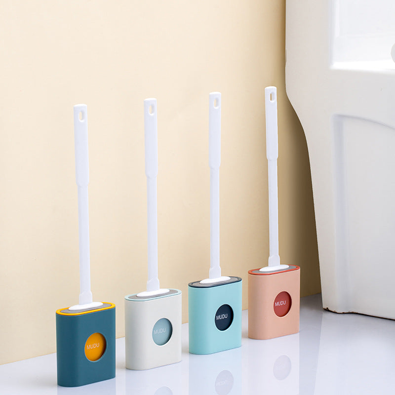 Silicone Toilet Brush Set with Wall Mount & Long Handle