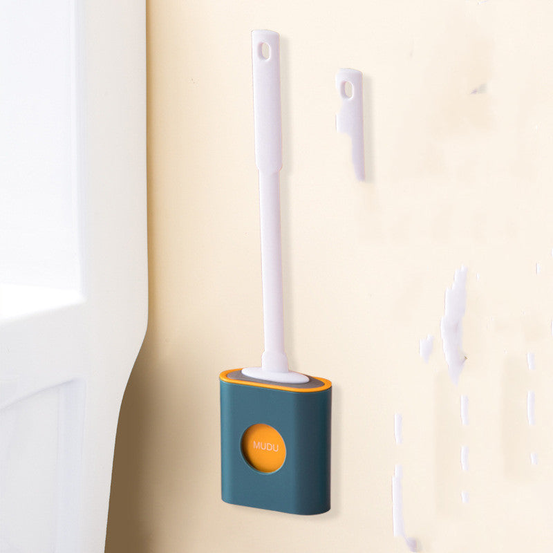 Silicone Toilet Brush Set with Wall Mount & Long Handle