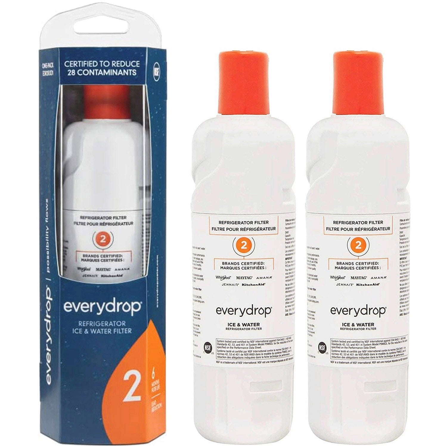 EDR2RXD1 Water Filter - Filter 2 - W10413645A Water Filter - 2 Packs