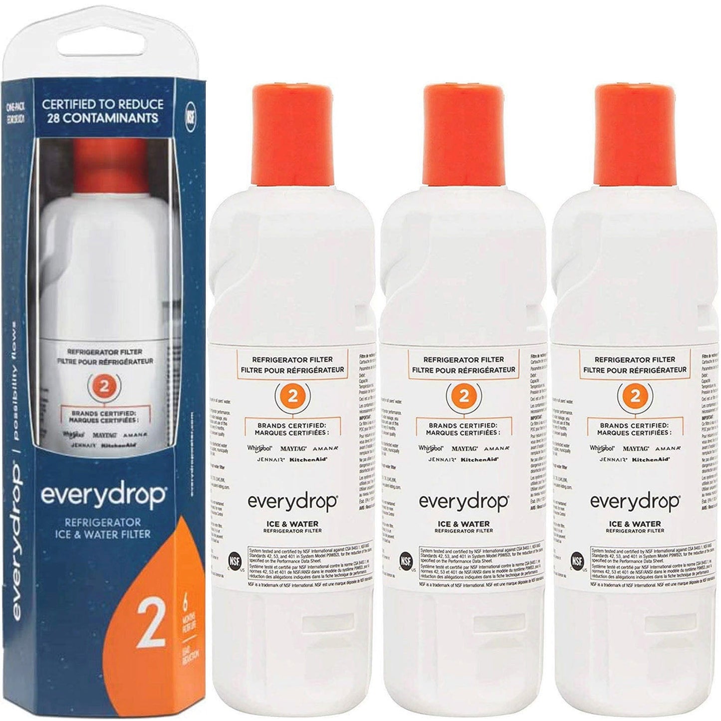 EDR2RXD1 Water Filter - Filter 2 - W10413645A Water Filter - 3 Packs