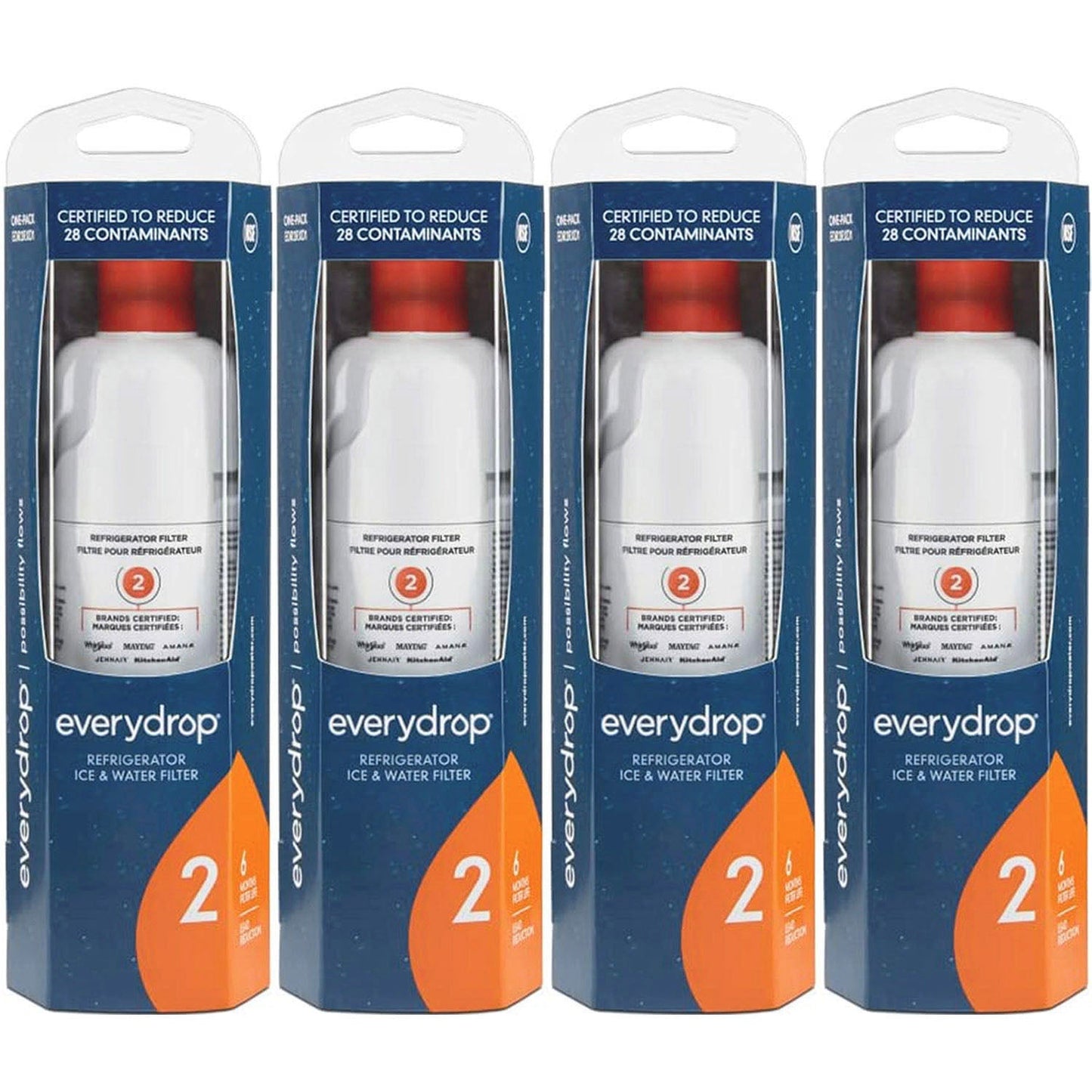 EDR2RXD1 Water Filter - Filter 2 - W10413645A Water Filter - 4 Packs