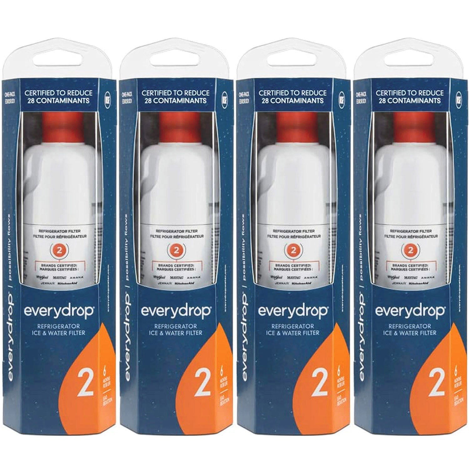 EDR2RXD1 Water Filter - Filter 2 - W10413645A Water Filter - 4 Packs