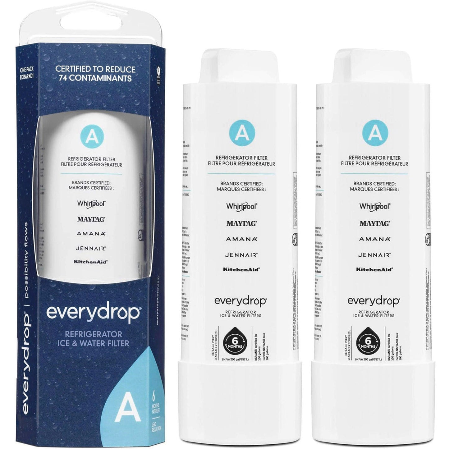 EDRARXD1 Water Filter - Filter A - W11569863 Water Filter - 2 Packs
