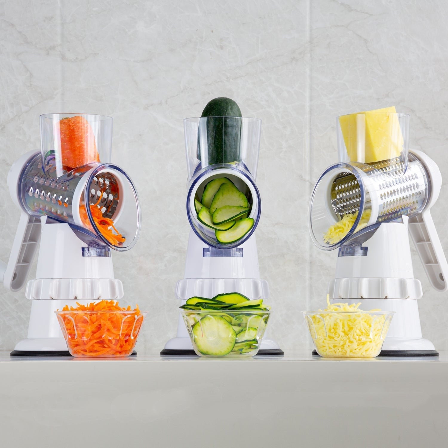 3-in-1 Manual Vegetable Slicer & Rotary Cheese Grater Tool