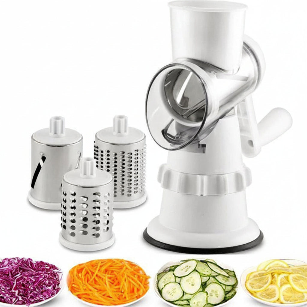 3-in-1 Manual Vegetable Slicer & Rotary Cheese Grater Tool