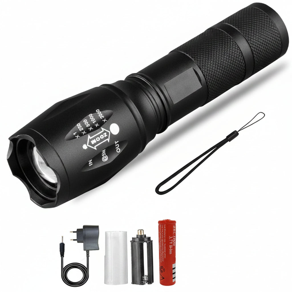 Rechargeable super bright LED flashlight for outdoor use